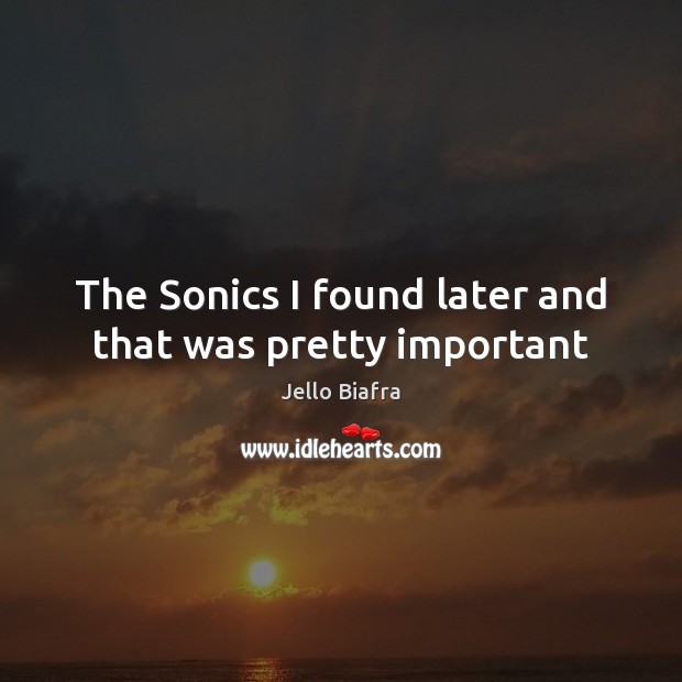 The Sonics I found later and that was pretty important Jello Biafra Picture Quote