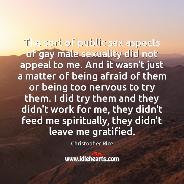 The sort of public sex aspects of gay male sexuality did not Image