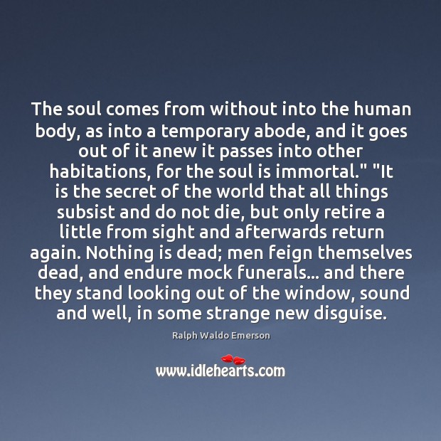 The soul comes from without into the human body, as into a Image