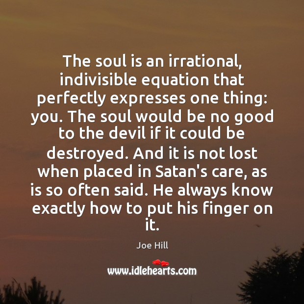 The soul is an irrational, indivisible equation that perfectly expresses one thing: Joe Hill Picture Quote