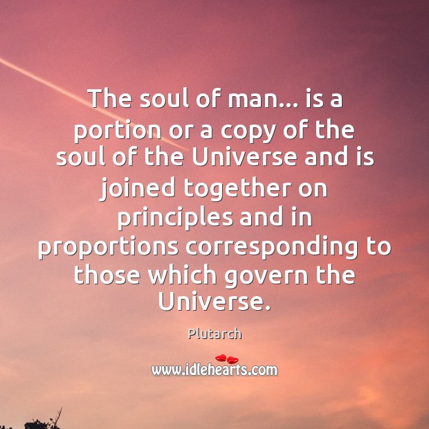 The soul of man… is a portion or a copy of the Plutarch Picture Quote