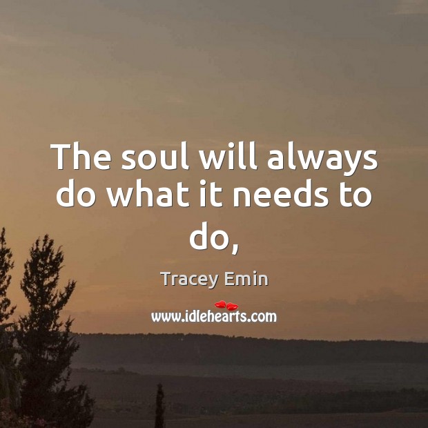The soul will always do what it needs to do, Tracey Emin Picture Quote
