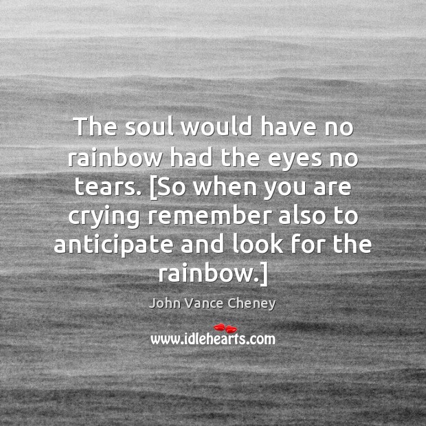 The soul would have no rainbow had the eyes no tears. [So John Vance Cheney Picture Quote