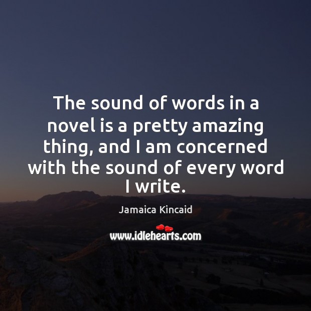 The sound of words in a novel is a pretty amazing thing, Jamaica Kincaid Picture Quote