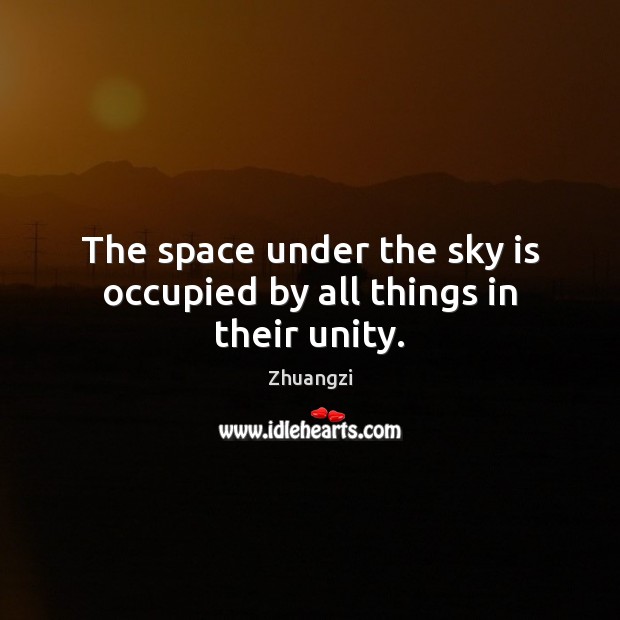 The space under the sky is occupied by all things in their unity. Zhuangzi Picture Quote