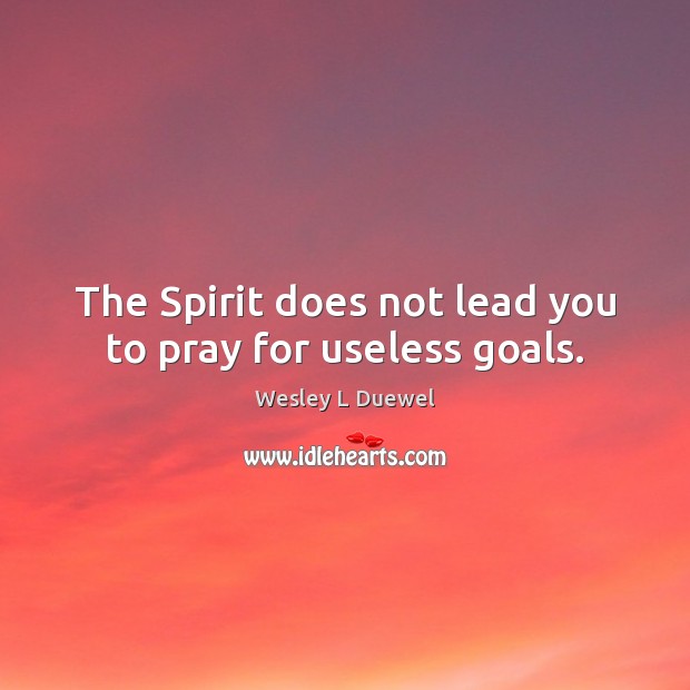 The Spirit does not lead you to pray for useless goals. Wesley L Duewel Picture Quote