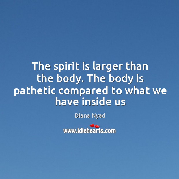 The spirit is larger than the body. The body is pathetic compared Diana Nyad Picture Quote
