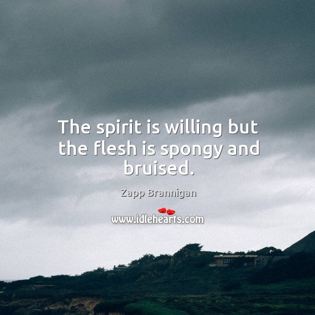 The spirit is willing but the flesh is spongy and bruised. Image