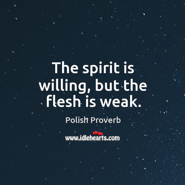 The spirit is willing, but the flesh is weak. Polish Proverbs Image