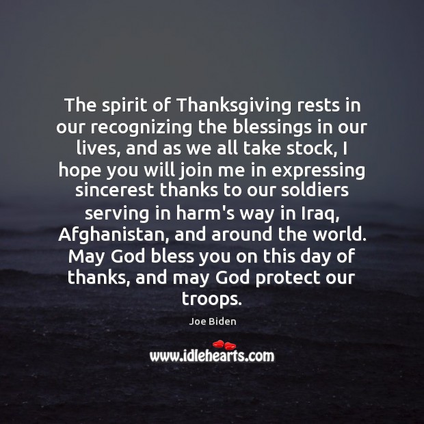The spirit of Thanksgiving rests in our recognizing the blessings in our Image