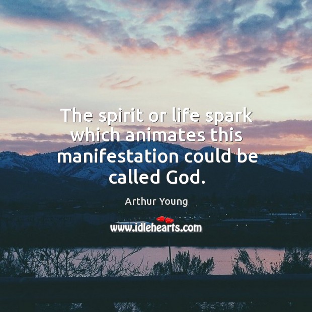 The spirit or life spark which animates this manifestation could be called God. Arthur Young Picture Quote