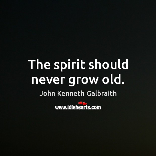The spirit should never grow old. John Kenneth Galbraith Picture Quote