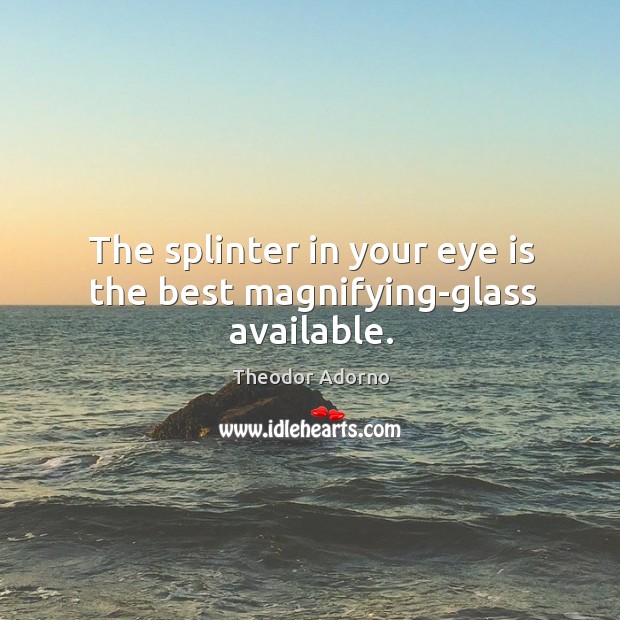 The splinter in your eye is the best magnifying-glass available. Image