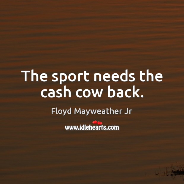 The sport needs the cash cow back. Floyd Mayweather Jr Picture Quote