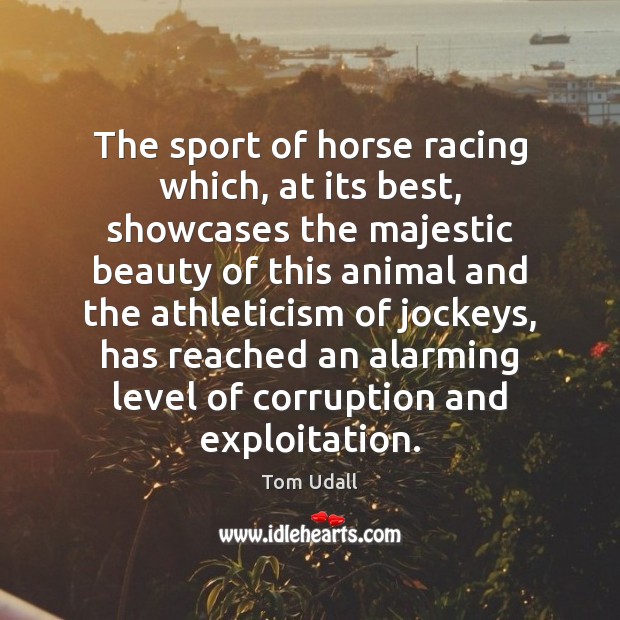 The sport of horse racing which, at its best, showcases the majestic Tom Udall Picture Quote