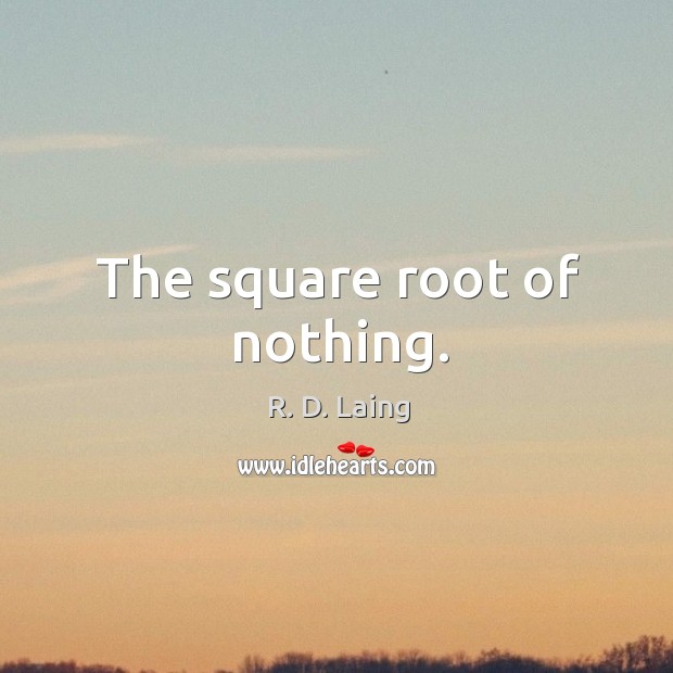The square root of nothing. R. D. Laing Picture Quote