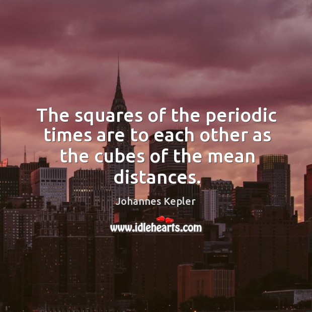 The squares of the periodic times are to each other as the cubes of the mean distances. Image