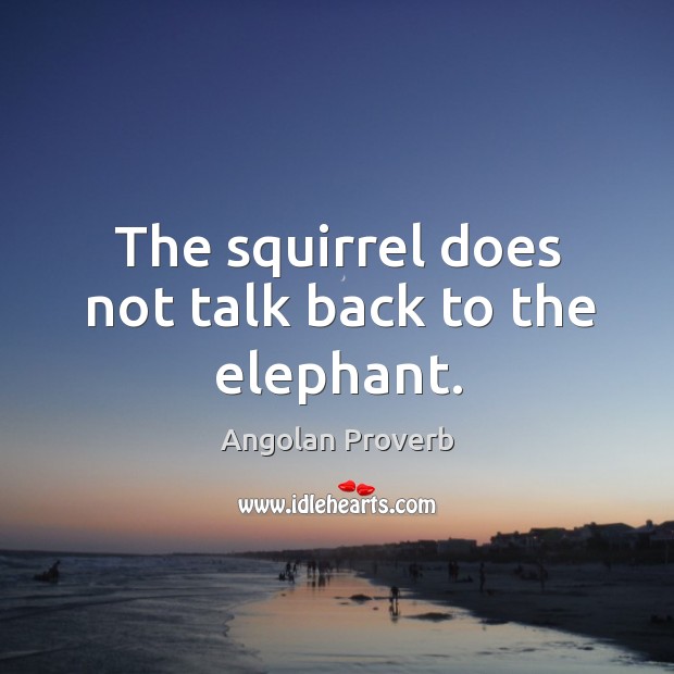 The squirrel does not talk back to the elephant. Angolan Proverbs Image