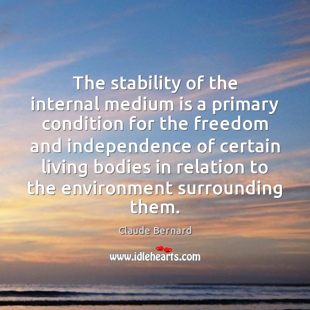 The stability of the internal medium is a primary condition for the Environment Quotes Image