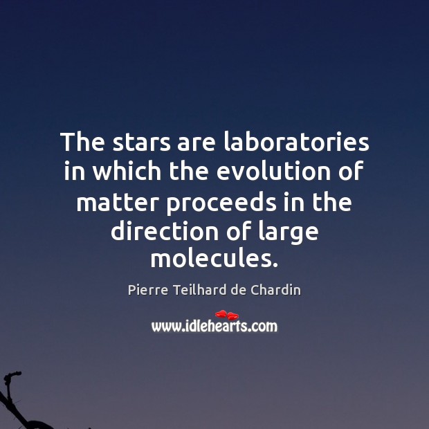 The stars are laboratories in which the evolution of matter proceeds in Pierre Teilhard de Chardin Picture Quote