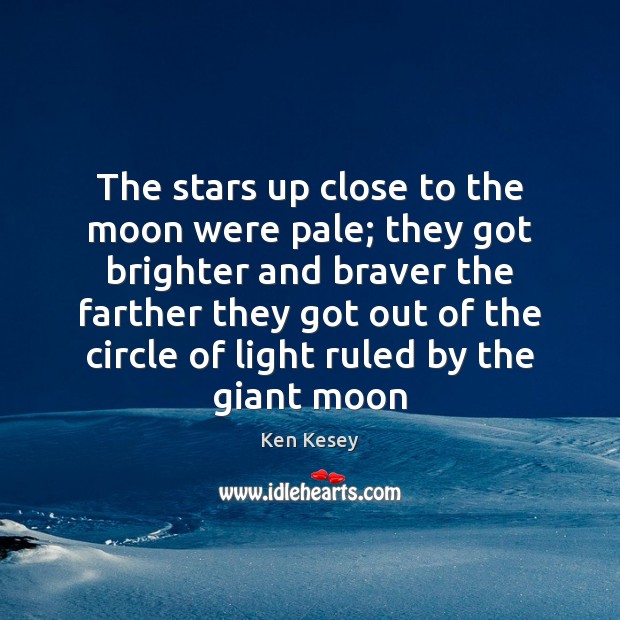 The stars up close to the moon were pale; they got brighter Image