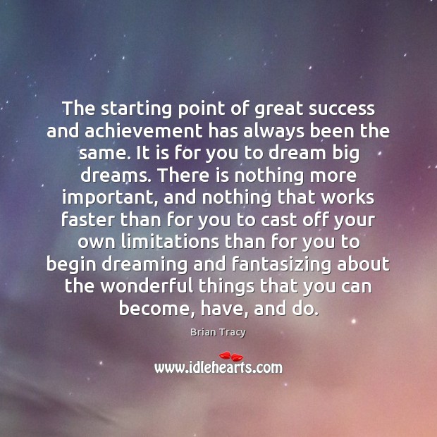 The starting point of great success and achievement has always been the Dreaming Quotes Image
