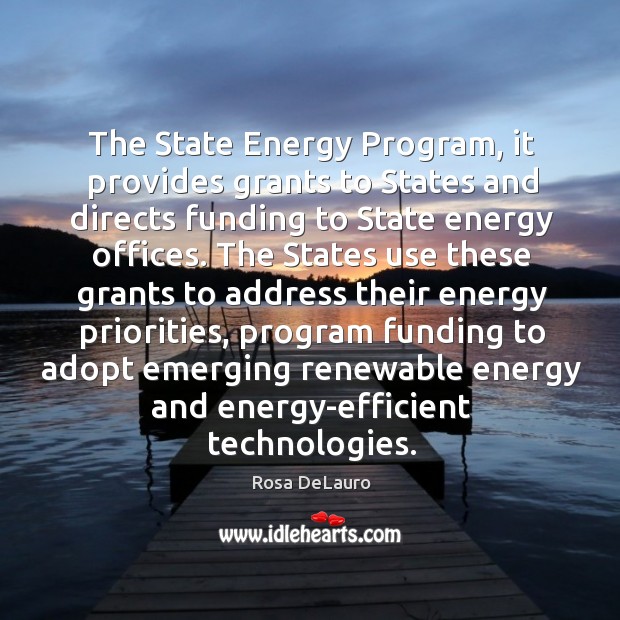 The state energy program, it provides grants to states and directs funding to state energy offices. Rosa DeLauro Picture Quote