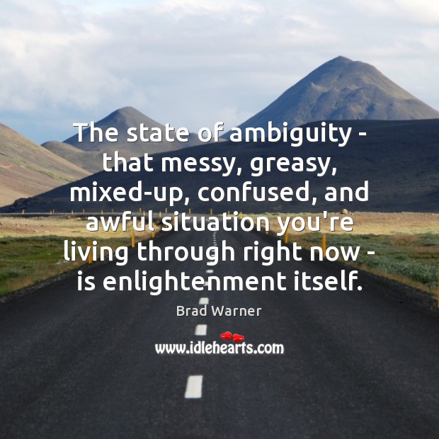 The state of ambiguity – that messy, greasy, mixed-up, confused, and awful Brad Warner Picture Quote