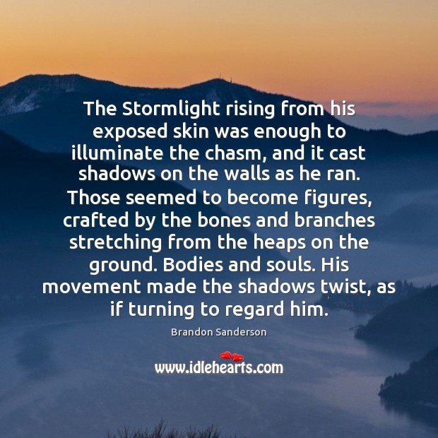 The Stormlight rising from his exposed skin was enough to illuminate the Image