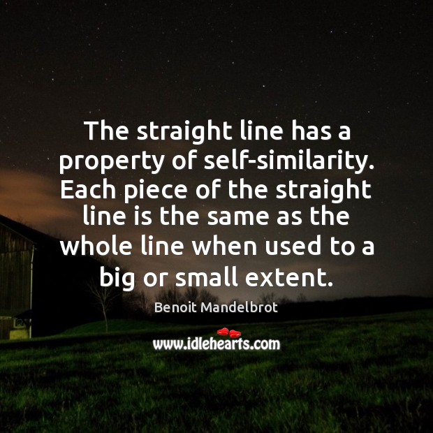 The straight line has a property of self-similarity. Each piece of the Benoit Mandelbrot Picture Quote