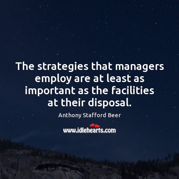 The strategies that managers employ are at least as important as the Anthony Stafford Beer Picture Quote