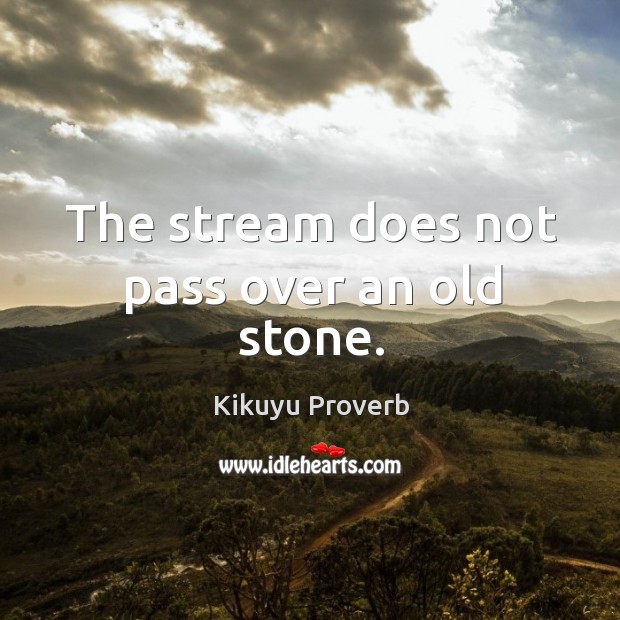 The stream does not pass over an old stone. Kikuyu Proverbs Image