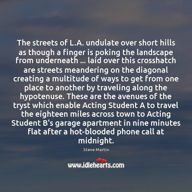 The streets of L.A. undulate over short hills as though a Steve Martin Picture Quote
