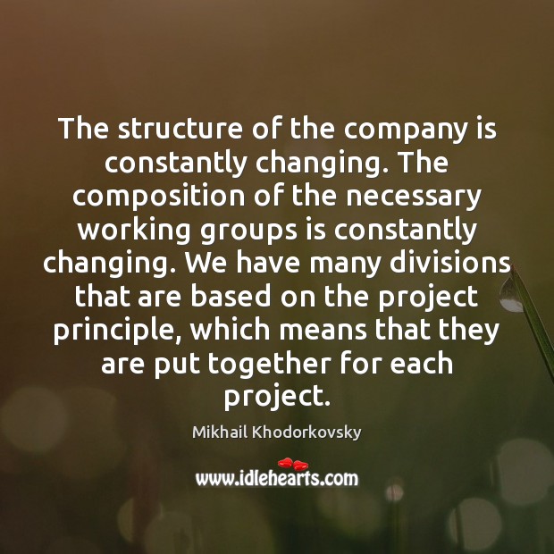 The structure of the company is constantly changing. The composition of the Mikhail Khodorkovsky Picture Quote