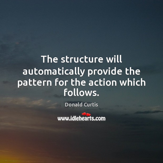 The structure will automatically provide the pattern for the action which follows. Donald Curtis Picture Quote
