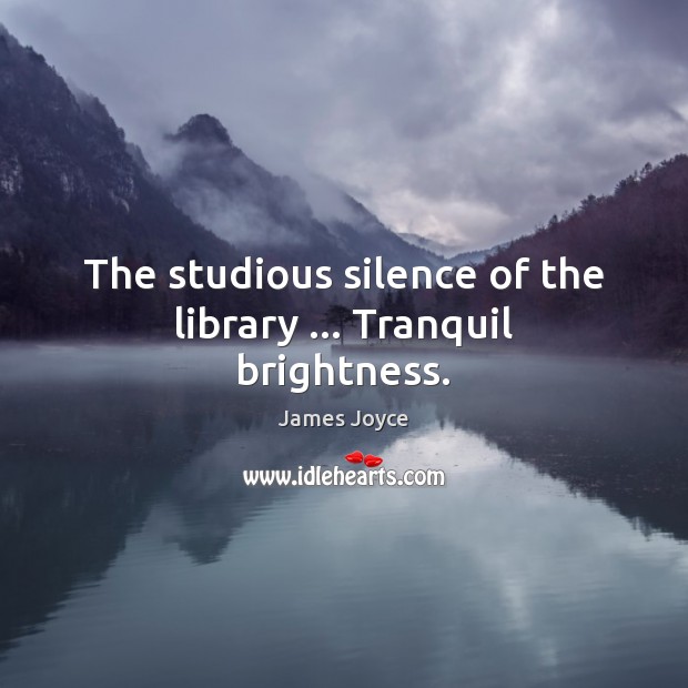 The studious silence of the library … Tranquil brightness. James Joyce Picture Quote