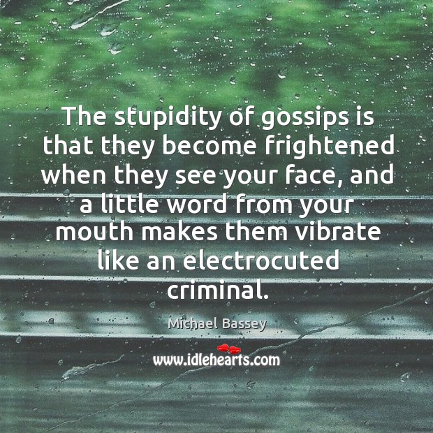 The stupidity of gossips is that they become frightened when they see Michael Bassey Picture Quote