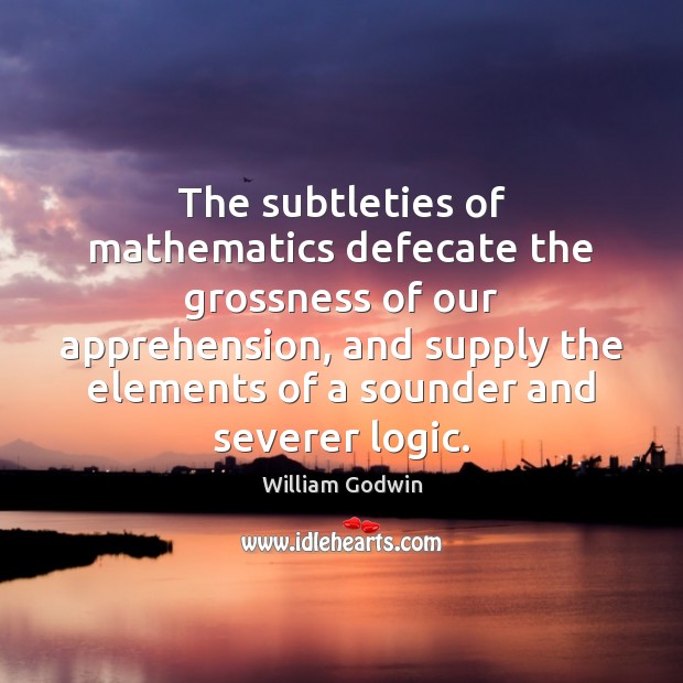 The subtleties of mathematics defecate the grossness of our apprehension, and supply William Godwin Picture Quote