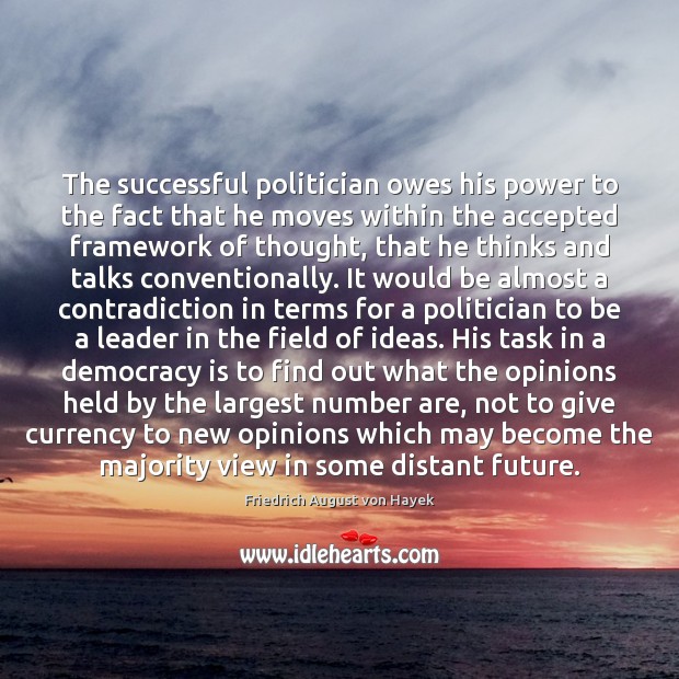 The successful politician owes his power to the fact that he moves Democracy Quotes Image
