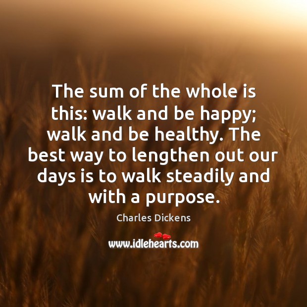The sum of the whole is this: walk and be happy; walk Charles Dickens Picture Quote