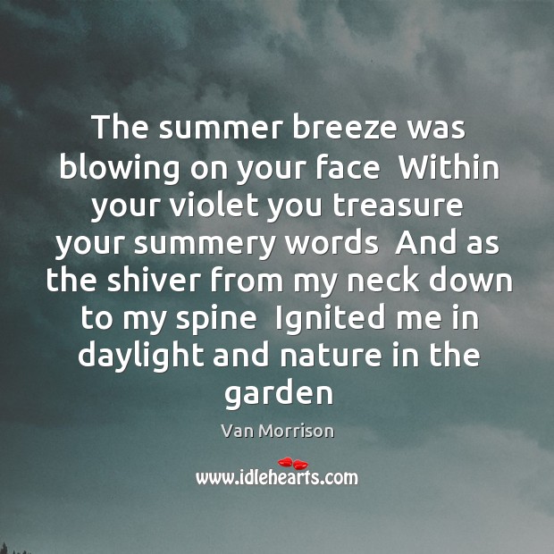The summer breeze was blowing on your face  Within your violet you Van Morrison Picture Quote