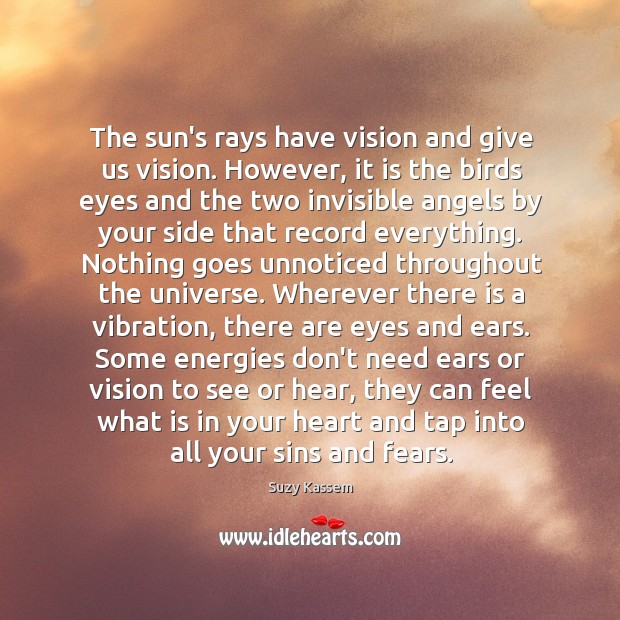 The sun’s rays have vision and give us vision. However, it is Suzy Kassem Picture Quote