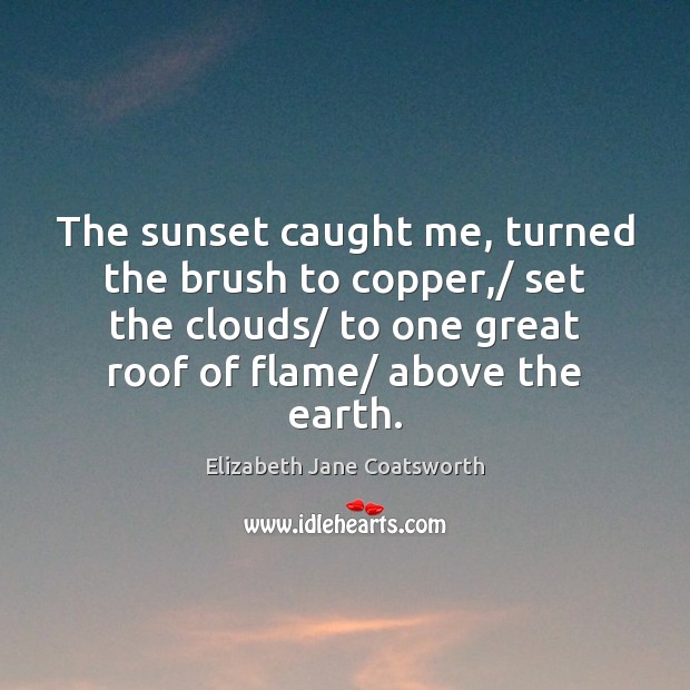 The sunset caught me, turned the brush to copper,/ set the clouds/ Elizabeth Jane Coatsworth Picture Quote
