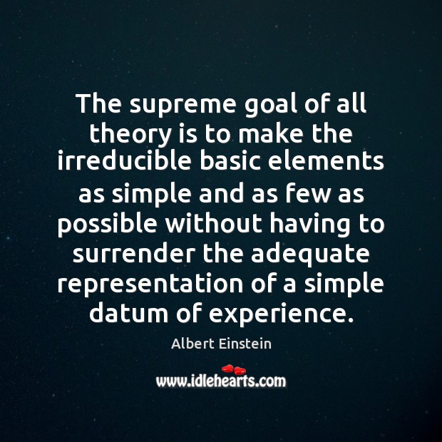 The supreme goal of all theory is to make the irreducible basic Image