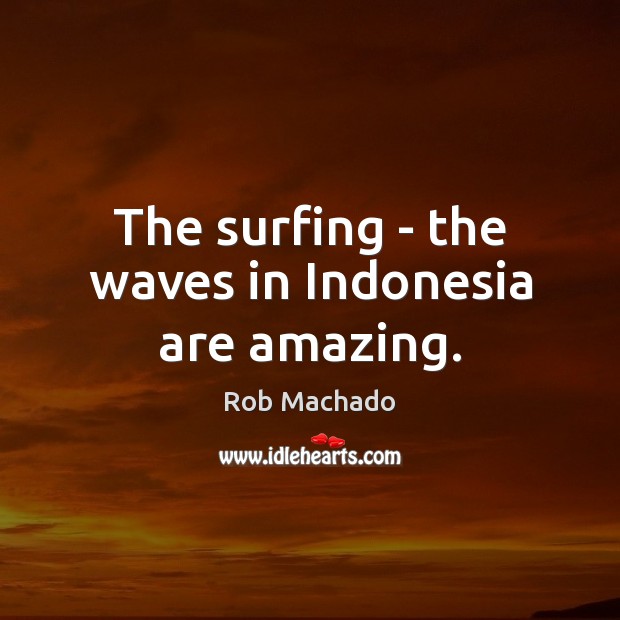 The surfing – the waves in Indonesia are amazing. Rob Machado Picture Quote