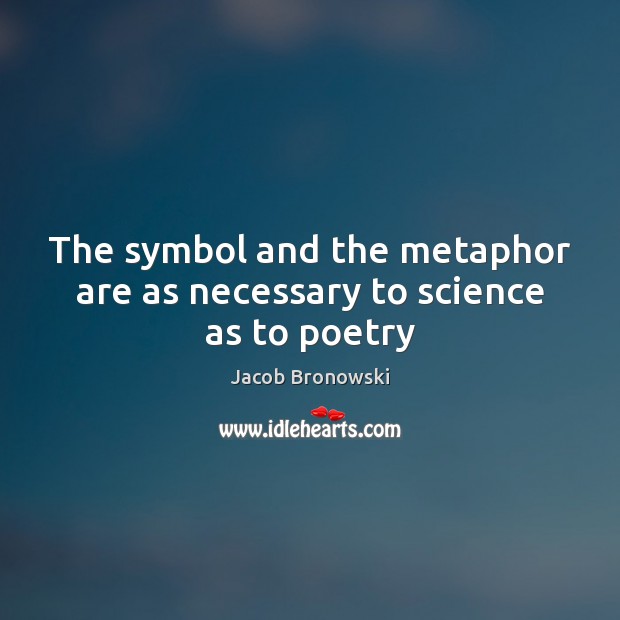The symbol and the metaphor are as necessary to science as to poetry Jacob Bronowski Picture Quote