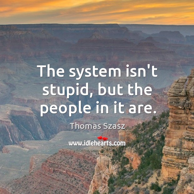 The system isn’t stupid, but the people in it are. Thomas Szasz Picture Quote