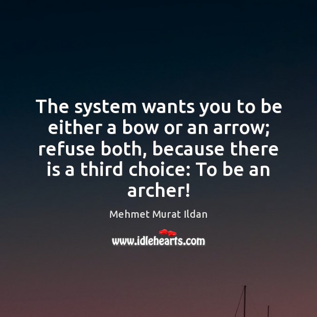 The system wants you to be either a bow or an arrow; Mehmet Murat Ildan Picture Quote