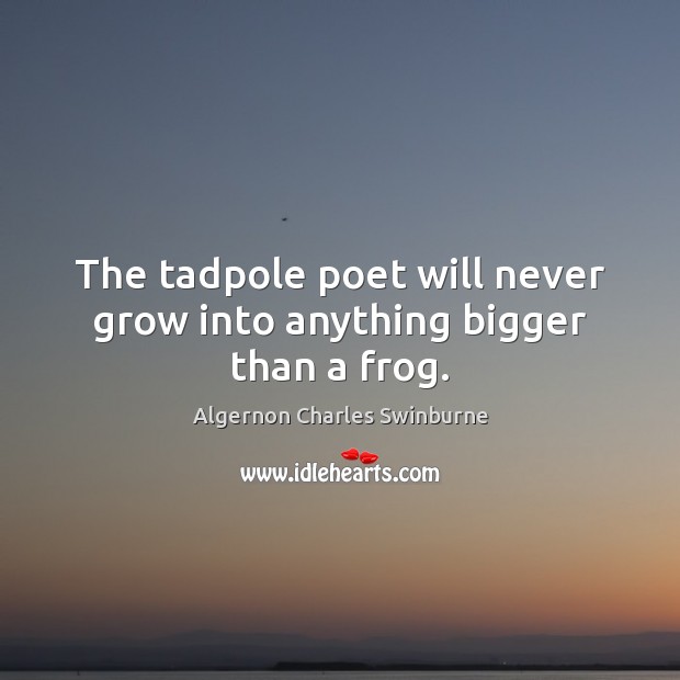 The tadpole poet will never grow into anything bigger than a frog. 