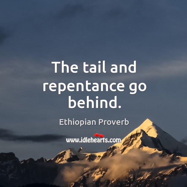 The tail and repentance go behind. Ethiopian Proverbs Image